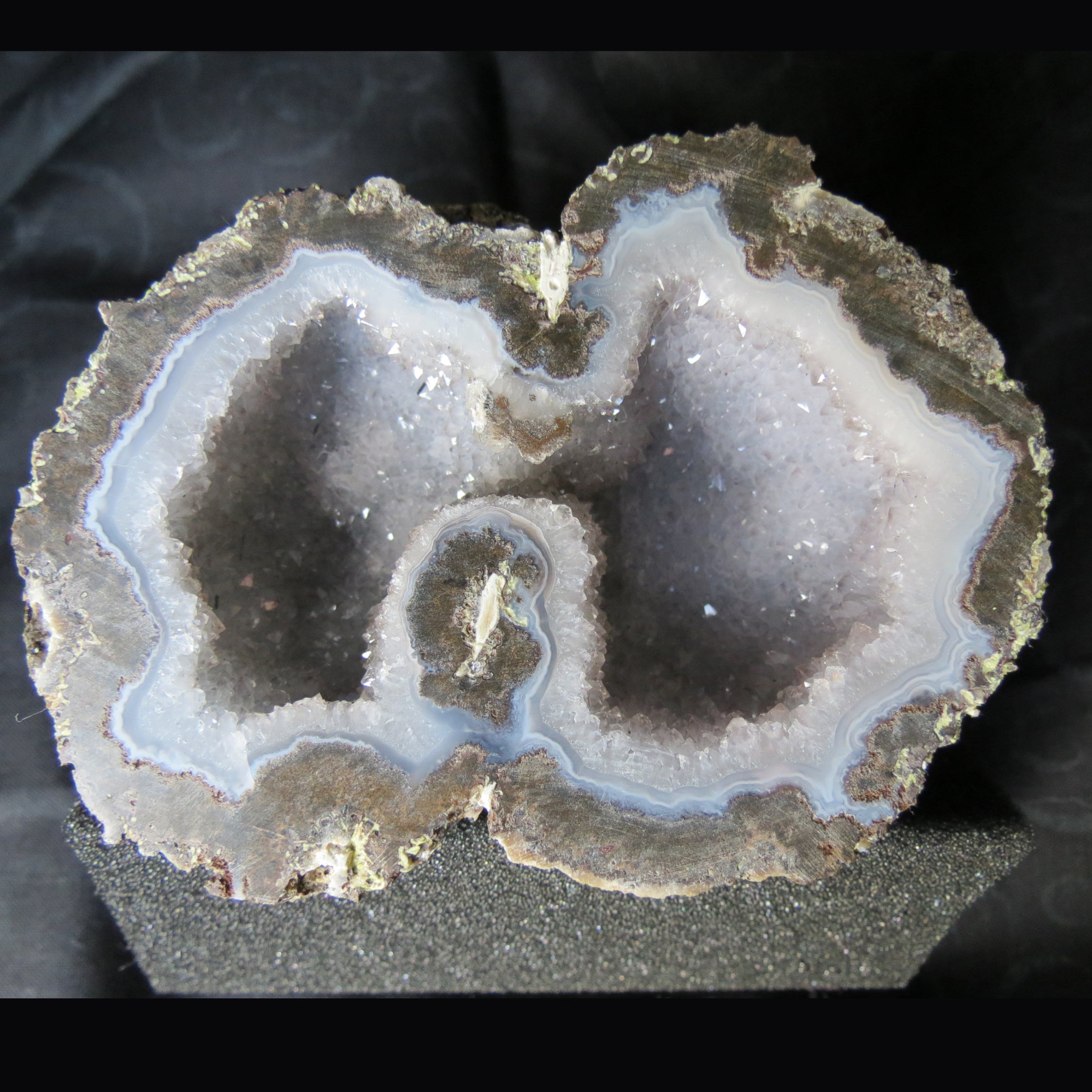Las Choyas Coconut Geode - Smokey Quartz & Light Blue Agate Banding