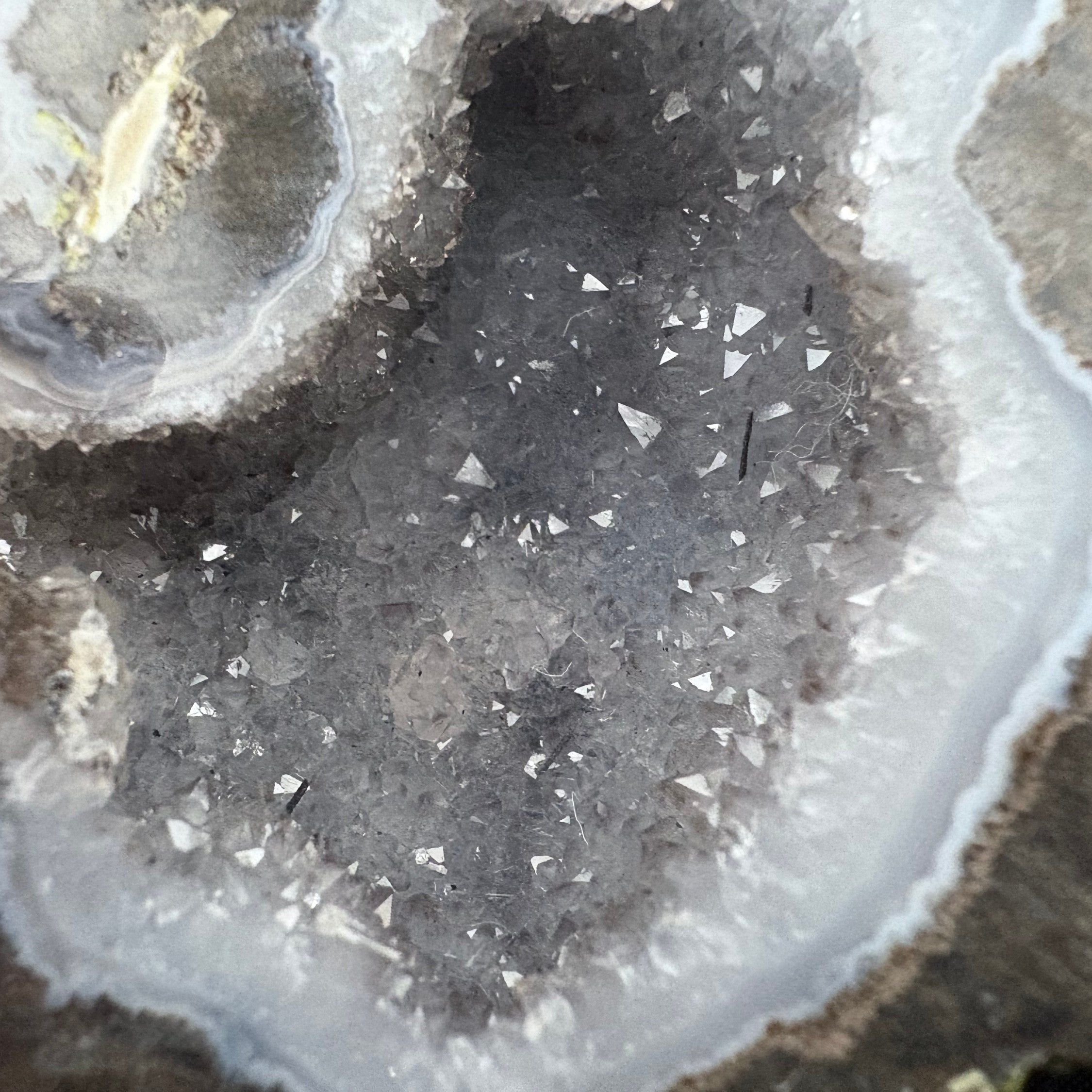 Las Choyas Coconut Geode - Smokey Quartz & Light Blue Agate Banding