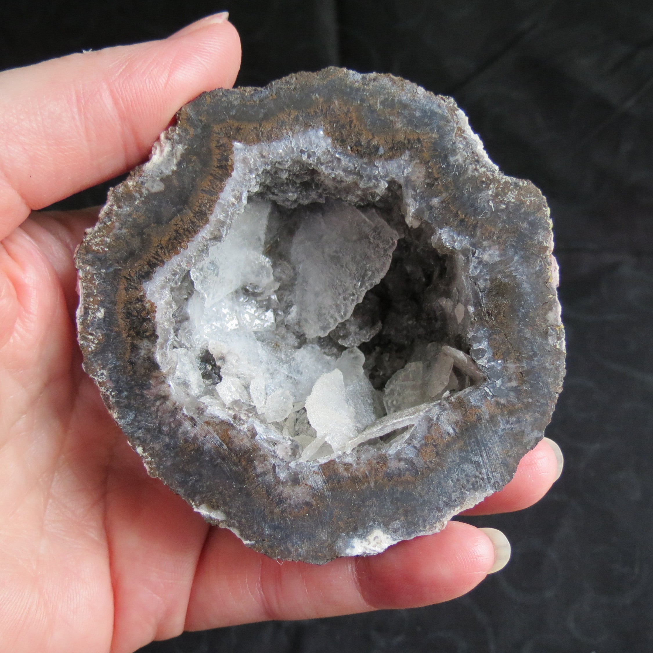 Coconut Geode - Coco9a - Calcite Plating, Angel Wings