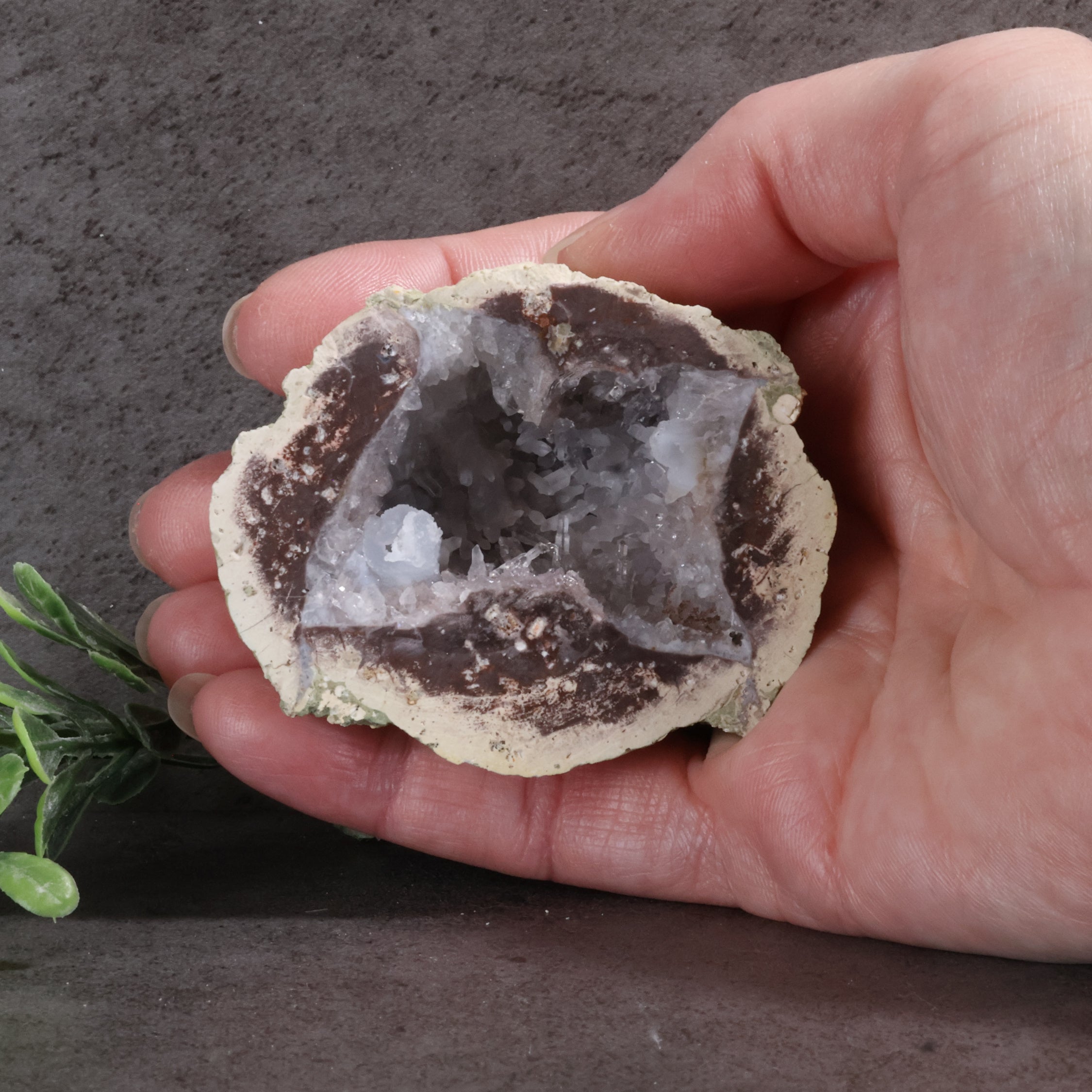 Candy Apple Geode 40a - Chalcedony & Quartz Crystals