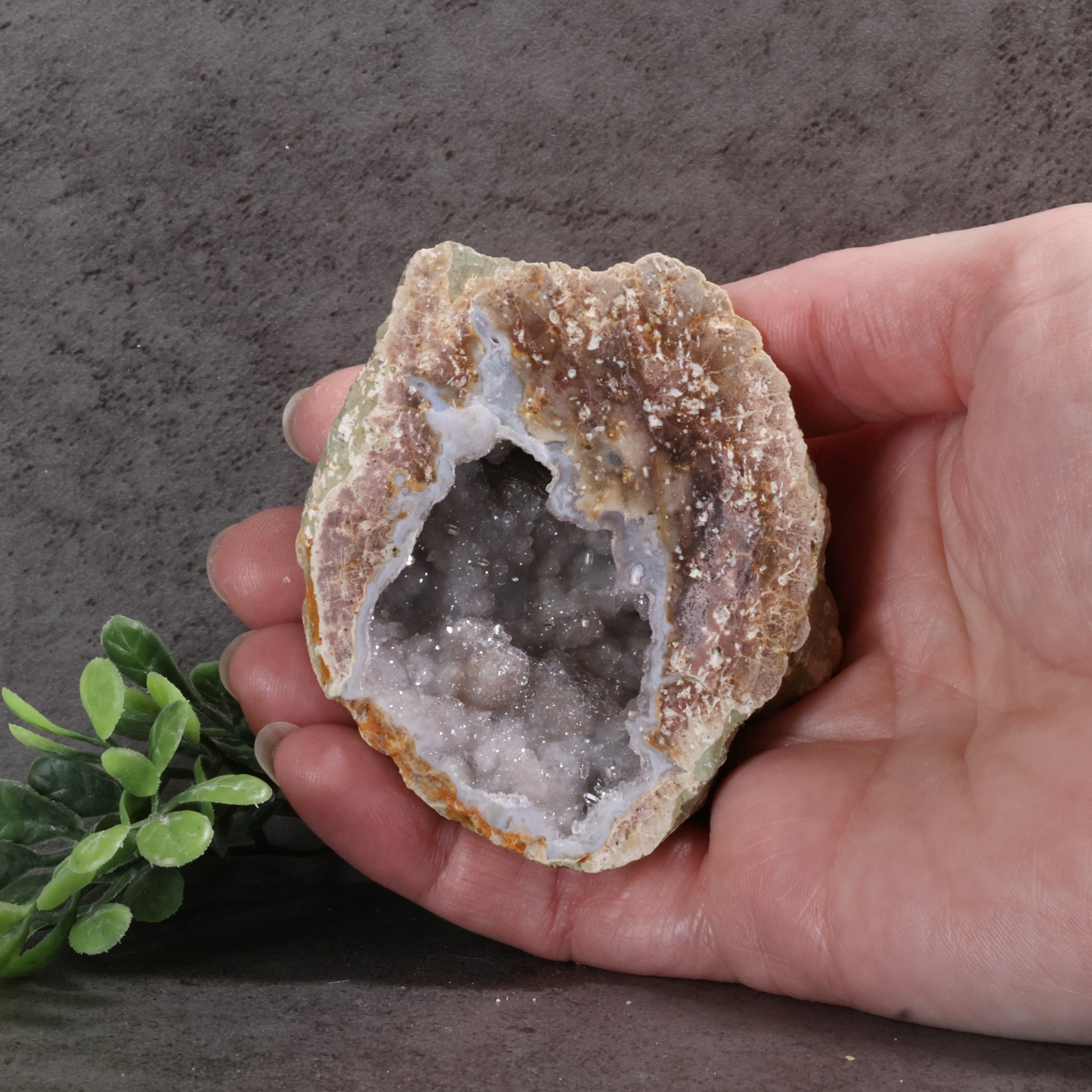 Candy Apple Geode 41a - Druzy Quartz covered Chalcedony